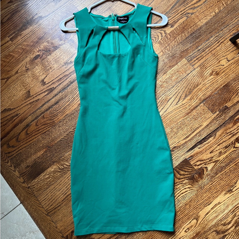 Bebe green dress with gold detail